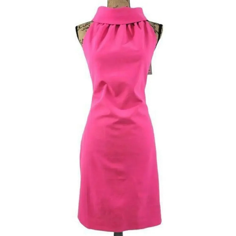 SAIL TO SABLE Womens High Neck Sheath Kneelength Dress Size Medium Pink New
